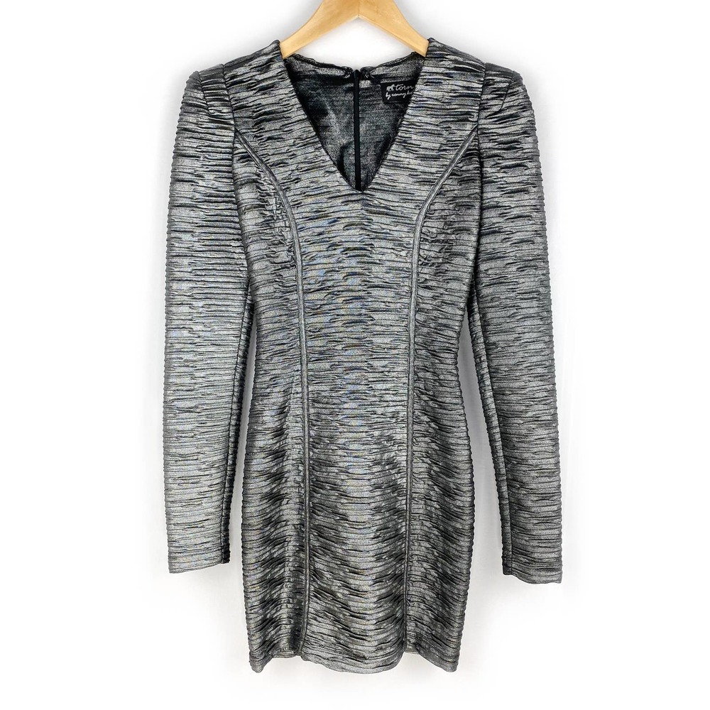 Ronny Kobo Bodycon Dress Silver Gray Mini S